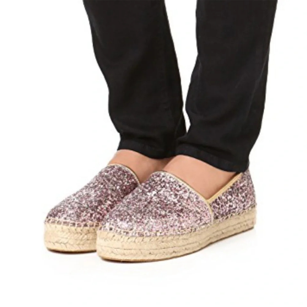 KATE SPADE Linds Too Glitter Pink Barbie Summer Platform Espadrilles